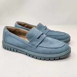 Blondo Baby Blue Suede Waterproof Penny Loafers Women Size 10 M Slip On Comfort